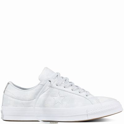 Converse One Star Peached Wash Low Tops Womens - Platinum/Platinum Shoes (460PIHKX)